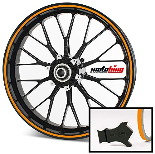 Motoking Felgenrandaufkleber mit Montagetool für Ihr Motorrad / 6 mm/für 10 bis 25 / Farbe wählbar - Orange glänzend