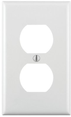 Leviton 80703-W 1-Gang Duplex Device Receptacle Wallplate, Standard Size, Thermoplastic Nylon, Device Mount, White, 1 Pack
