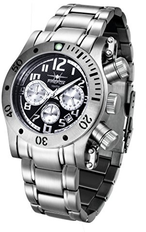 FIREFOX Daredevil FFS140-102 schwarz Chronograph Herrenuhr Armbanduhr massiv Edelstahl Sicherheitsfaltschließe 10 ATM Water Resistant