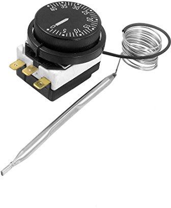 sourcing map 1NC 1NO AC 250/380 16A 0-40C Température Contrôle Interrupteur Capillaire Thermostat pour Four Réfrigérateur Chauffe-eau