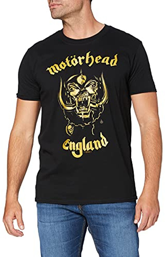 Motorhead Men's England Classic Gold T Shirt, Black, XL UK