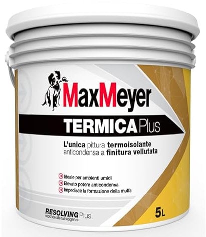 Termica MaxMeyer Pittura murale per interni anticondensa termoisolante antimuffa traspirante 5 Litri