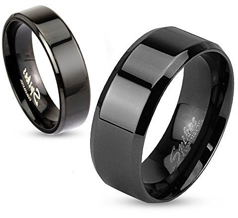 Autiga Damen Herren Ring Edelstahl Partnerring Ehering Verlobungsring Bandring schwarz 62 - Ø 19,76 mm 6 mm