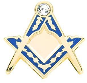 THE MASONIC COLLECTION Abzeichen mit Winkel und Kompass – blau und gold emailliert – mit atemberaubendem weißen Stein – Geschenk-Accessoire für männliche Freimaurer
