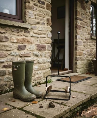 Heavy Duty Solid Steel Boot & Shoe Scraper with Handle – Handcrafted in the UK, Weather-Resistant Black Finish, Replaceable Brushes, Fully Assembled – Ideal for Home, Office, Stables & Farms