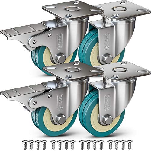 GBL 4x Möbelrollen mit 2 Bremsen - 4 Schwerlast Rollen für Möbel mit 2 Bremsen - 50mm x 200kg Schwerlastrollen - Lenkrollen Transportrollen Laufrollen - Möbel Rollen Schwerlast