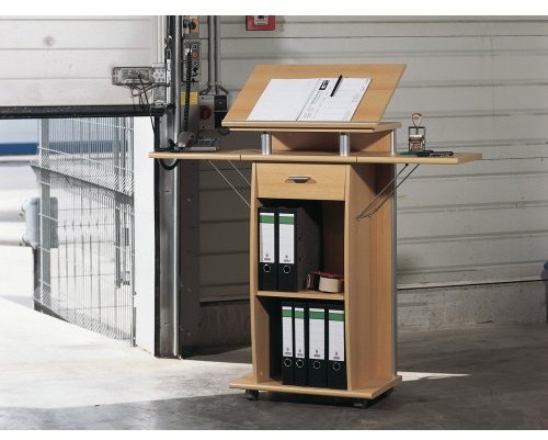 Germania 0469-11 Stehpult auf Laufrollen 0469, in Buche-Nachbildung, 65-126 x 130 x 37 cm (BxHxT)