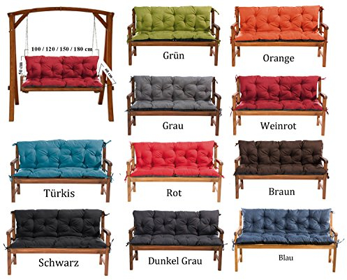 MH Gartenbankauflage Bankauflage Bankkissen Sitzkissen 120 x 60 x 50 cm Polsterauflage Sitzpolster (rot)