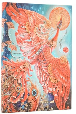 2026 Firebird (Birds of Happiness) Mini 18-month Horizontal Hardcover Flexi Dayplanner 2025-2026 (Elastic Band Closure)