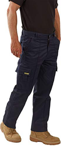 Mens Multi Pocket Action Cargo Work Trousers Sizes 28 to 52 Black or Navy 30 Waist / 29 Short Leg Navy