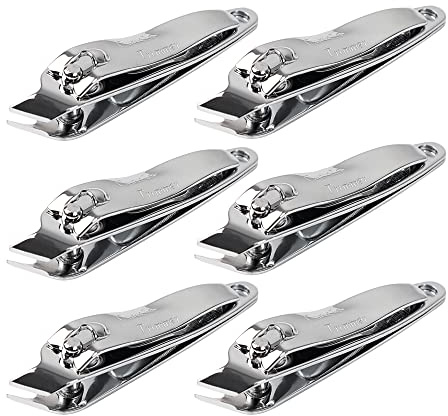 sourcingmap 6 PCS Nail Clippers Set, Sharp Metal Slanted Edge Toenail Fingernail Clippers, Manicure Tool Pedicure Silver Nail Cutter for Women Men Nail Cleaner