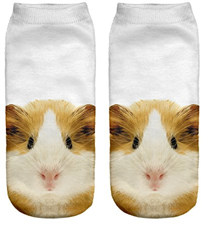 Socken für Damen, Herren, Mädchen, Jungen, Volldruck, niedriger Knöchel, Mops, Hund, Joggen, Laufen, Fitness, Fitnessstudio, Sport, Yoga, Sommer, flippig, Tier, 3D-Mode, Größe 35-39, Meerschweinchen,