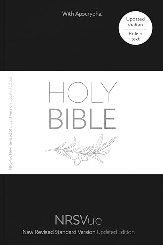 NRSVue Holy Bible with Apocrypha, Black Hardback, Silver Foiled Cover, Silver Ribbon Marker, British Text, NRSVue New Revised Standard Version Updated Edition, Hardback, Standard size