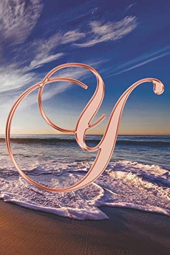 Y Journal: A Monogram Y Initial Capital Letter Notebook For Writing And Notes: Great Personalized Gift For All First, Middle, Or Last Names (Rose Gold Sunset Beach Print)