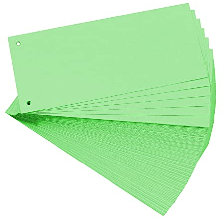 Exacompta 13445B 100er Pack Karton-Trennstreifen. 10,5 x 24 cm grün. Für eine übersichtliche Anblage Ihrer Dokumente. Trennlaschen Trennblätter Ordner Register Blauer Engel