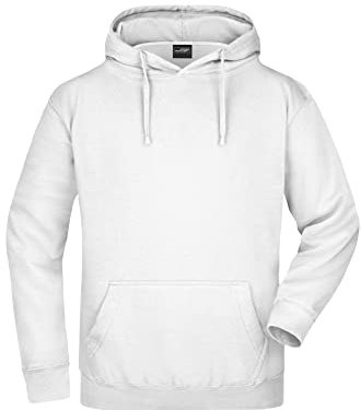 James & Nicholson Kapuzensweatshirt - Hochwertiger Freizeit-Sweat mit Kapuze und Kängurutasche | Farbe: white | Grösse: L