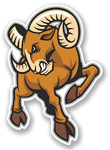 2 x Angry Ram Vinyl Sticker Decal Bike Laptop Bike Helmet Car Animal Quad #4733 (7cm Wide x 10cm Tall)