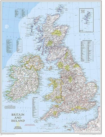 Britain And Ireland Laminated Flat Map: Wall Maps Countries & Regions