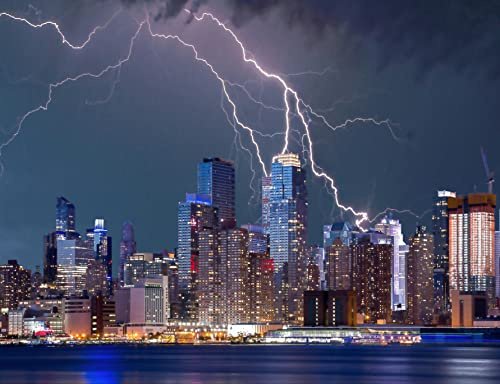 hansepuzzle 12504 - Gewitter in New York Puzzle 1000 Teile - Natur-Puzzle mit hochwertiger Aufbewahrung: Kartonbox und wiederverschließbarem Beutel - Format 60 × 46 cm