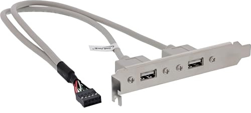 InLine 33391 Slotblech USB 2.0, 2x USB Buchse auf 1x 10pol Pfostenverbinder, 35cm
