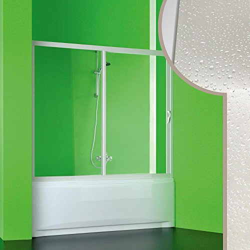 Forte BS322000001 Maestro Pare-baignoire en PVC et acrylique, largeur ajustable, réversible, 160 x H 150 cm, blanc