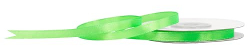 Satinband 6mm x 25m Rolle - FARBAUSWAHL in 3/6/12/18/25/38/50/75/100mm - farbecht & waschbar - Schleifenband für Ostern - Geschenkband zum Verpacken Dekorieren Basteln - Apfelgrün 555