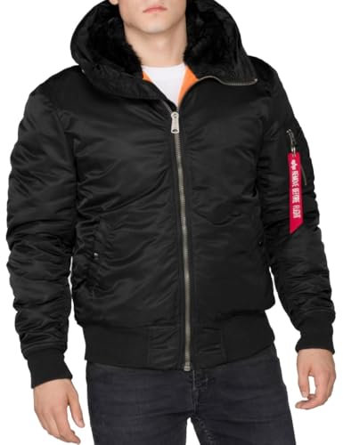Alpha Industries Herren MA-1 Hooded Bomberjacke, Black, Medium
