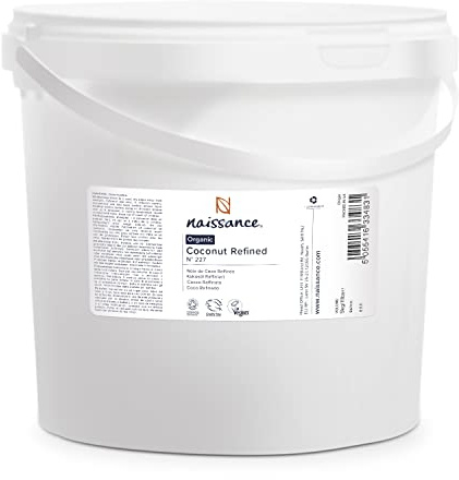 Naissance Kokosöl Raffiniert BIO (nr. 227) - 5kg (5000g) - Rein, Natürlich, Vegan - Feuchtigkeitsspendend - für Aromatherapie, Haut, Haare