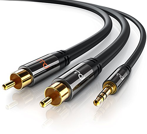 CSL - Cinch auf Klinke Kabel - 0,5m - 3,5mm Klinken Stecker zu 2x Cinch RCA Stecker Y - Adapterkabel Klinkenkabel - doppelte Schirmung - HiFi Audio Kabel für Smartphone Stereoanlage Verstärker uvm