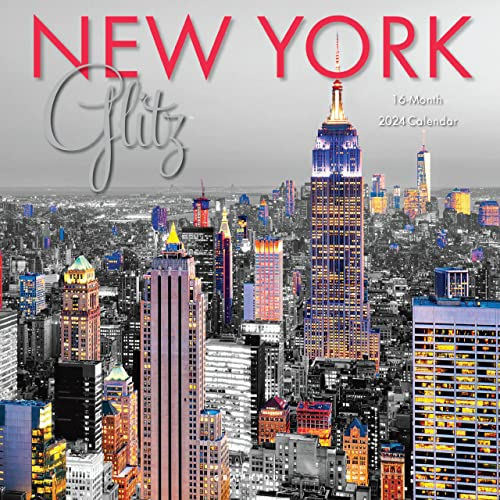Graphique 2024 New York Glitzer Wandkalender | 30,5 x 30,5 cm | dickes Papier | Home & Office Organizer | großes Monatsraster | 3 Sprachen & markierte Feiertage | 4 Monate Vorschau Seite für 2025