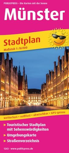 Publicpress Stadtplan Münster 1:16.000: Touristischer Stadtplan mit Sehenswürdigkeiten und Straßenverzeichnis. 1:16000 (Stadtplan: SP)