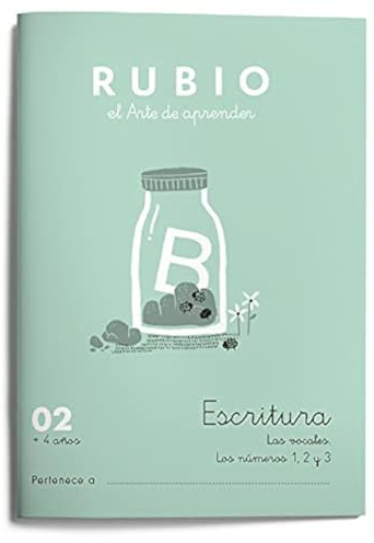 02 Escritura RUBIO | Ejercicios de escritura para trabajar las vocales y los números 1, 2 y 3 | +4 años