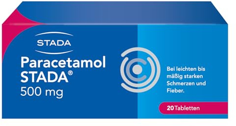 STADA Paracetamol 500 mg Tabletten gegen Schmerzen und Fieber, 20 Stück | Wirkstoff Paracetamol 500 mg, apothekenpflichtig, ab 4 Jahren, 20 Tabletten, PZN 00423568
