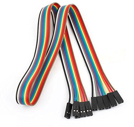 sourcingmap 50cm 2.54mm F/F 2 Pin Solderless Colored Breadboard Jumper Wire 5 Pcs