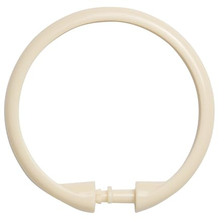Kenney - Shower Curtain Rings, Rust-Proof Plastic Hooks with Snap Closure, Smooth Glide Design for Standard Shower Rods, Durable & Easy Install, Cream, 12 Pack