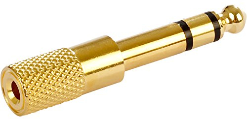 POPPSTAR 1x Audio Adapter Kupplung (Klinke 3,5 mm Buchse auf 6,3 mm Stecker), Klinkenkupplung für Klinkenkabel - Stereo Aux Kabel Koppeln, vergoldet