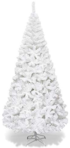 COSTWAY 210cm Künstlicher Weihnachtsbaum, Tannenbaum mit Metallständer, Christbaum PVC Nadeln, Kunstbaum Weihnachten ideal für Zuhause, Büro, Geschäfte und Hotels, Weiß