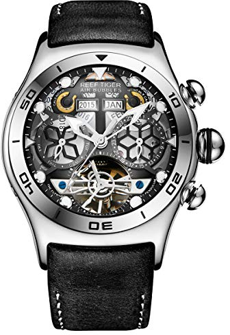 REEF TIGER Herren Uhr analog Automatik mit Leder Armband RGA703-YBB