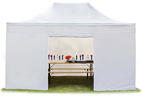 TOOLPORT Faltzelt Faltpavillon Pavillon 3x4,5m - mit 4 Seitenteilen (ohne Fenster) Premium Dach Partyzelt weiß