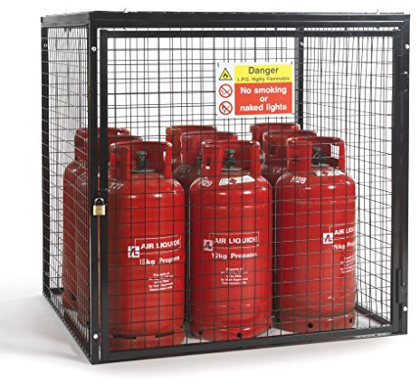 Geakv Black Powder Coated Gas Cylinder Cage for 9 x 19kg Cylinders