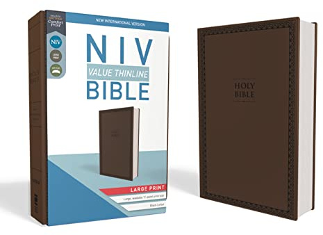 NIV, Value Thinline Bible, Large Print, Leathersoft, Brown, Comfort Print