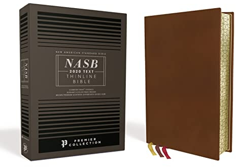 NASB, Thinline Bible, Premium Goatskin Leather, Brown, Premier Collection, Black Letter, Gauffered Edges, 2020 Text, Comfort Print: New American ... Goatskin Leather, Brown: Premier Collection