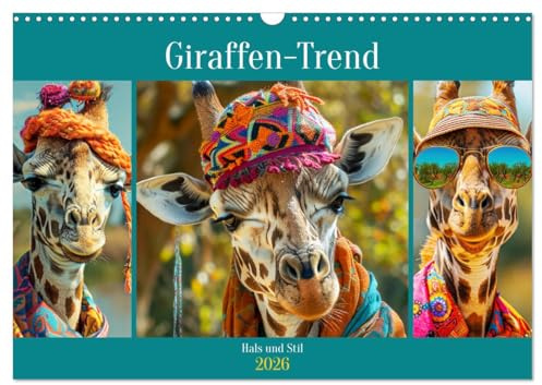 Giraffen-Trend. Hals und Stil (Wandkalender 2026 DIN A3 quer), CALVENDO Monatskalender: Wilde Modeabenteuer in der Savanne (CALVENDO Tiere)