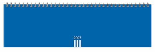Wochenquerplaner, blau 2027: Praktischer Tischquerkalender zum Umklappen. Zeitloser Spiral-Kalender 2027 fürs Büro. Wochenplaner für den Schreibtisch.