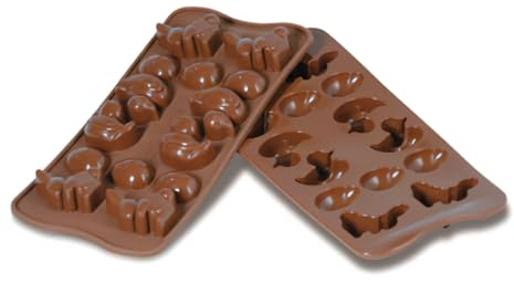 Silikomart 22.105.77.0065 SCG05 Moule pour Chocolat Thème Pâques 14 Cavités Silicone Marron