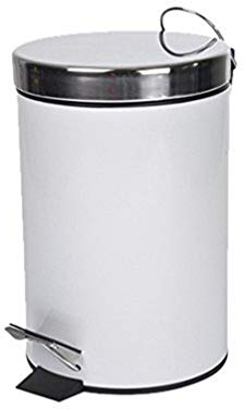 douceur d'intérieur, Poubelle à Pédale (3 L) Métalia Blanc, Métal