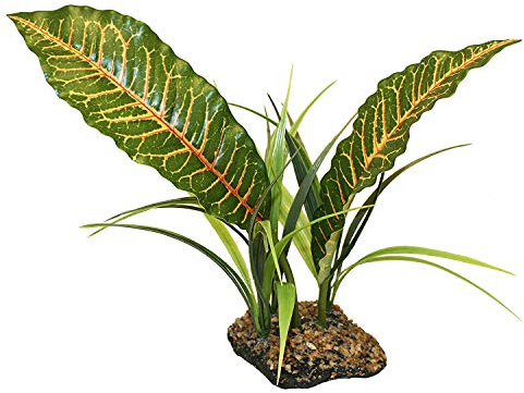 Komodo Green Tropical Canopy with Weighted Base Two Tiered Hygienic Easy Clean Foliage Habitat Hideout for Reptiles | Tropical canopy reptile plant with weighted base – terrarium decor and hideaway for reptiles