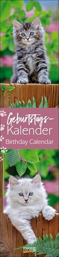 Geburtstags-Langplaner Cats: Immerwährender Geburtstagskalender. Wandkalender im Format 11 x 48 cm.