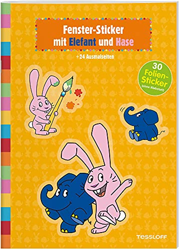 Fenster-Sticker mit Elefant und Hase: 30 Folien-Sticker + 24 Ausmalseiten