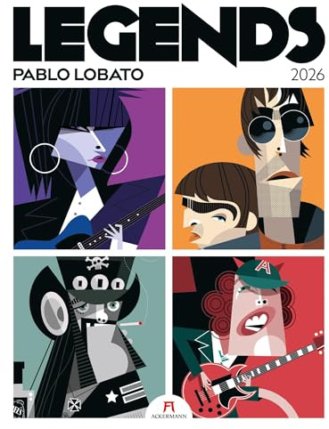 Legends Kalender 2026 | Musiklegenden | Außergewöhnlicher Musik-Kalender im großen Hochformat (50x66 cm) | Rock & Pop-Musiker-Portraits | Pablo Lobato
